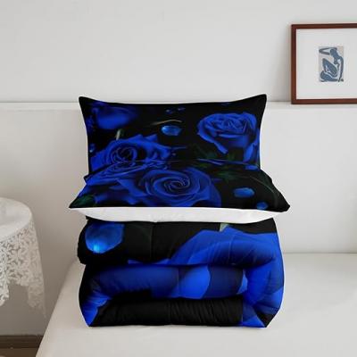 Blue Sting Rose Garden Duvet Cover