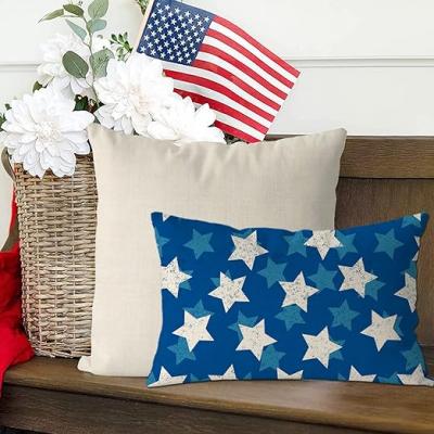 Blue Wind Grid Star Commemorative Pillow